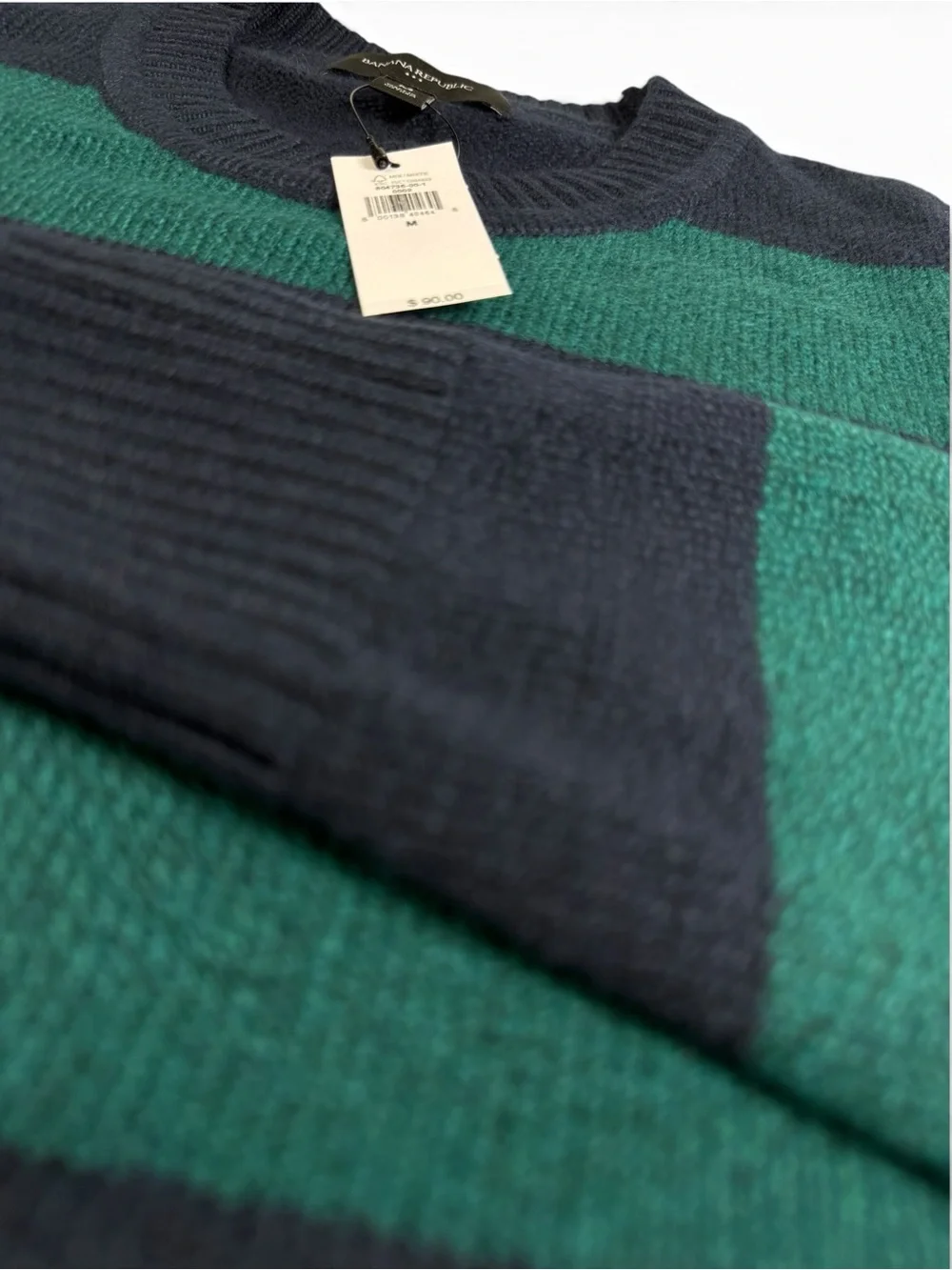 Banana Republic Cozy Striped Sweater Navy Green Men’s Medium NWT